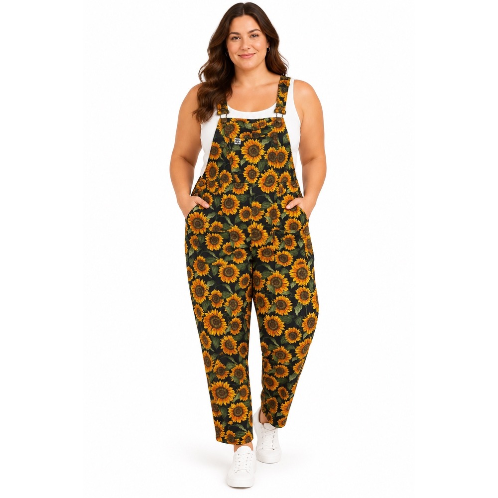 Lucy & Yak Sunflower Print Organic Cotton Dungarees Overalls US 20R UK 24R